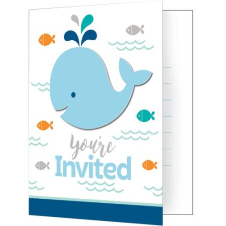 Einladung Kleiner Wal Blau - Deko Babyparty