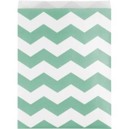 Papiertüten Chevron groß mint, 10 St. - Deko Kindergeburtstag