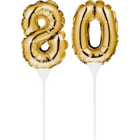 Kuchenpicker Folienballon Gold Zahl 80 – Zahlen Kuchendekoration Geburtstag