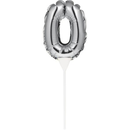 Kuchenpicker Folienballon Silber Zahl 0