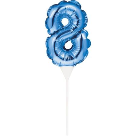 Kuchenpicker Folienballon Blau Zahl 8 – Zahlen Kuchendekoration Geburtstag