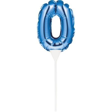 Kuchenpicker Folienballon Blau Zahl 0 – Zahlen Kuchendekoration Geburtstag