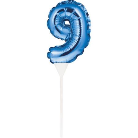 Kuchenpicker Folienballon Blau Zahl 9 – Zahlen Kuchendekoration Geburtstag