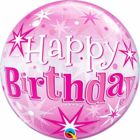 Bubble Ballon pink Happy Birthday - Heliumballons
