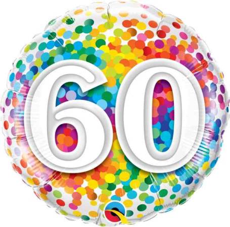 Folienballon Konfetti Zahl 60 - Deko Geburtstag