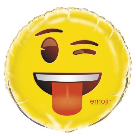 Artikel: Folienballon Motiv: EMOJI® Wink Material: Folie Maße: ca. 46 cm Inhalt: 1 Folienballon EMOJI® Wink