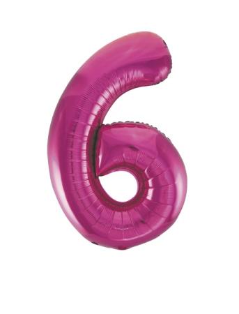 Riesen Zahlen-Folienballon Pink Zahl 6