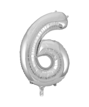 Riesen Zahlen-Folienballon silber Zahl 6