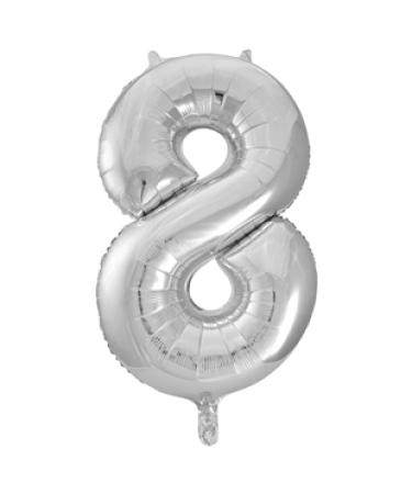 Riesen Zahlen-Folienballon silber Zahl 8