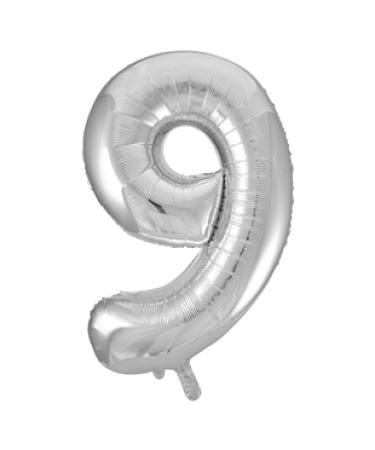 Riesen Zahlen-Folienballon silber Zahl 9