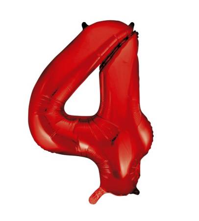 Riesen Zahlen-Folienballon rot Zahl 4