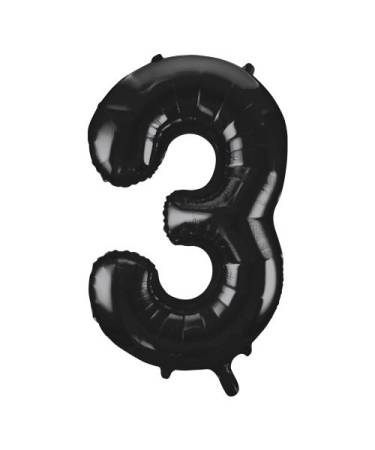 Riesen Zahlen Folienballon schwarz Zahl 3 - Folienballon Zahl
