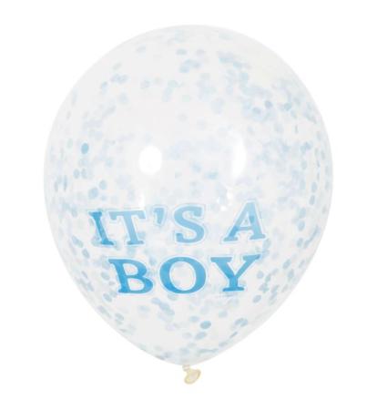 Luftballons mit Konfetti It's a Boy - Deko Baby Party Babyshower