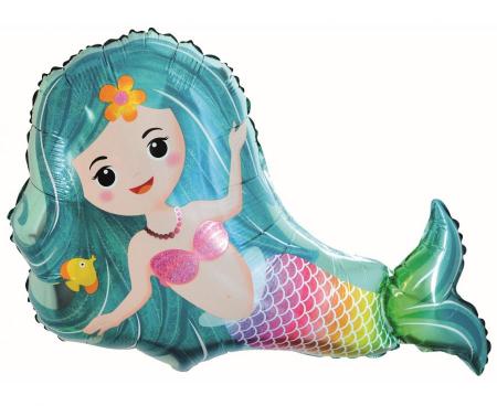 XXL Folienballon Meerjungfrau lila Haare - Deko Kindergeburtstag