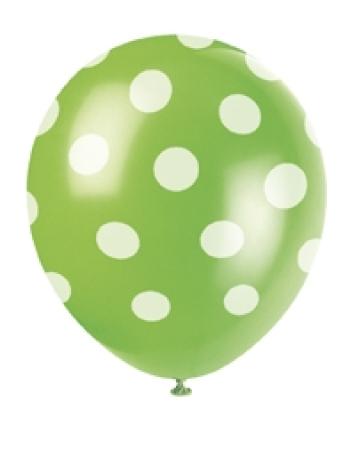 Luftballon Punkte Grün, 6 St. - Party Deko Kindergeburtstag