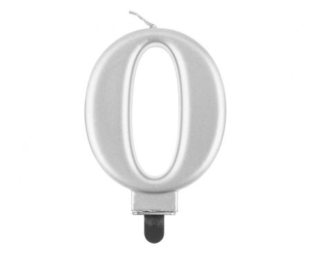 Kuchenkerze Silber Zahl 0 - Kuchen Deko Geburtstag