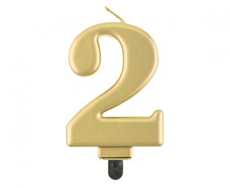 Kuchenkerze Gold Zahl 2 - Kuchen Deko Geburtstag