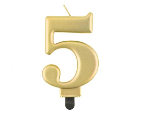 Kuchenkerze Gold Zahl 5 - Kuchen Deko Geburtstag