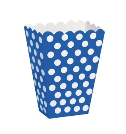 Popcornbox Punkte Blau, 8 St. - Party Deko Kindergeburt