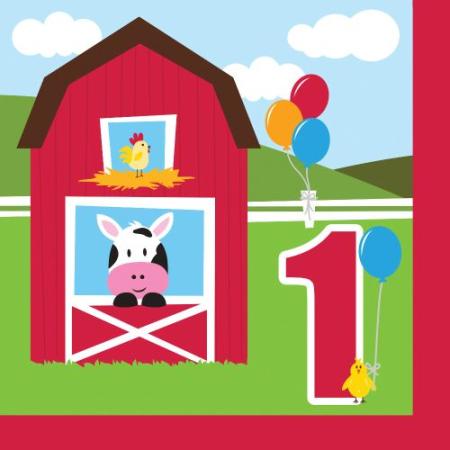 Servietten 1. Geburtstag Farm Babys, 18 St. - Deko Kindergeburtstag