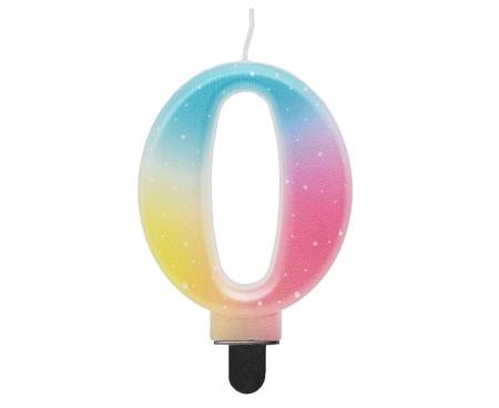 Kuchenkerze Pastell Zahl 0 - Kuchen Deko Geburtstag