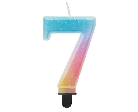 Kuchenkerze Pastell Zahl 7 - Kuchen Deko Geburtstag