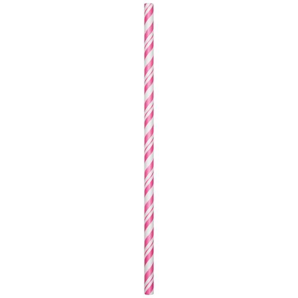 Papiertrinkhalme Chevron Streifen pink - Deko Kindergeburtstag