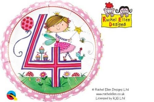 Folienballon 4. Geburtstag Girl Rachel Ellen