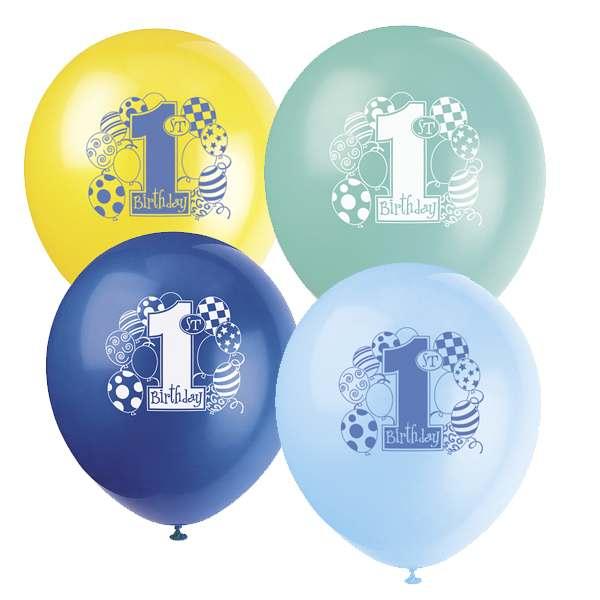 Luftballon 1. Geburtstag Junge, 8 St. - Party Deko Kindergeburtstag