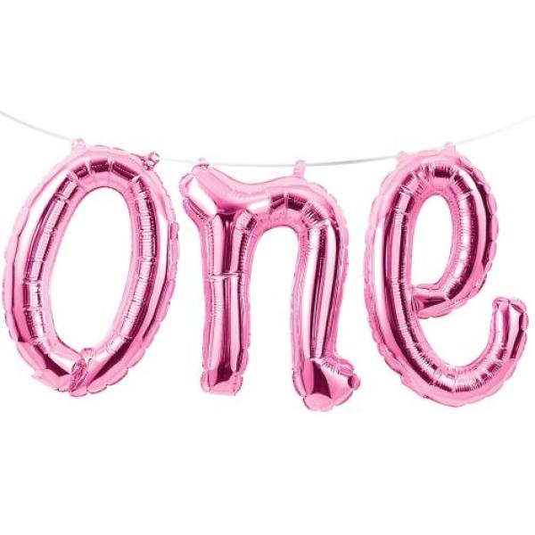 Folienballon-Buchstaben-Set One pink - Party Deko 1. Geburtstag