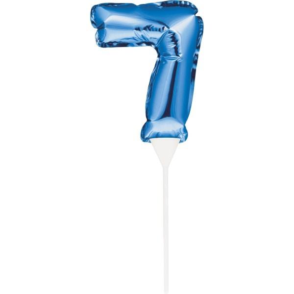 Kuchenpicker Folienballon Blau Zahl 7 – Zahlen Kuchendekoration Geburtstag