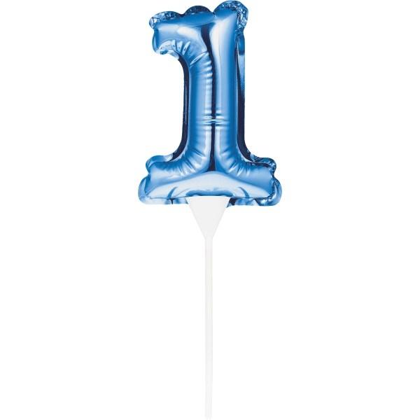 Kuchenpicker Folienballon Blau Zahl 1 – Zahlen Kuchendekoration Geburtstag