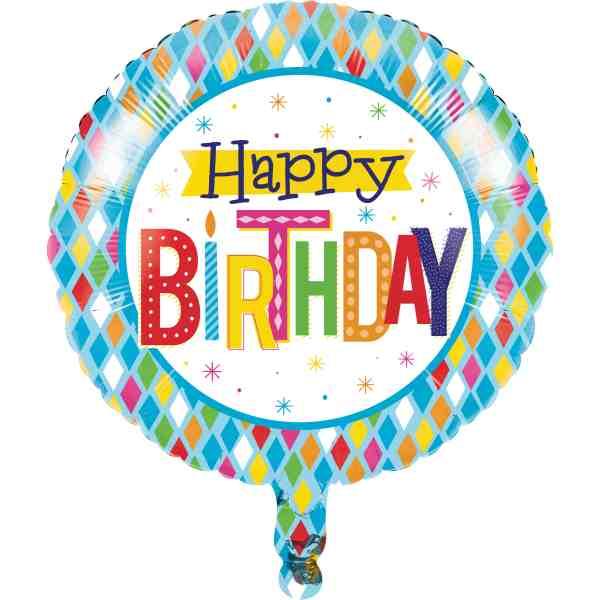 Folienballon Happy Birthday Harlekin - Deko Kindergeburtstag