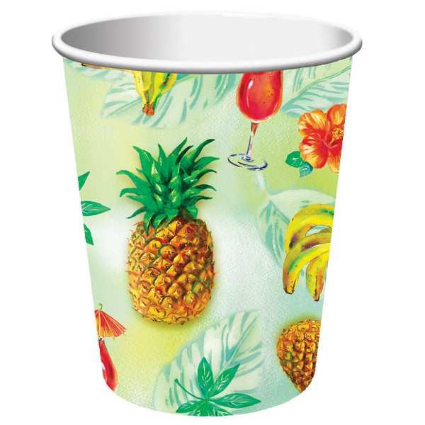 Becher Ananas Cocktail Sommerparty, 8 St.- Deko Sommerparty