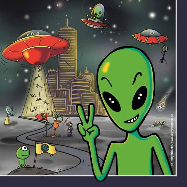 Servietten Alien Party - Deko Kindergeburtstag