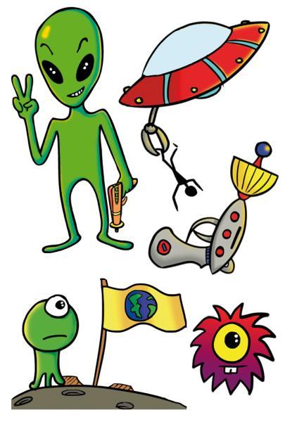 Tattoos Alien Party Peace 1 Bogen - Mitgebsel Kindergeburtstag