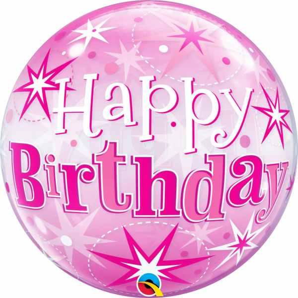 Bubble Ballon pink Happy Birthday - Heliumballons