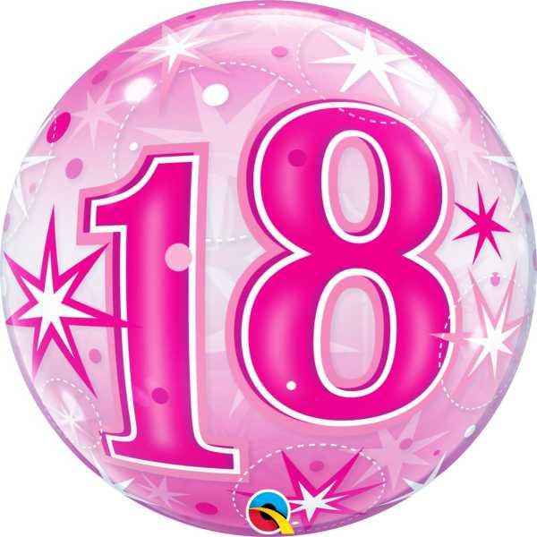 Bubble Ballon pink Zahl 18  - Heliumballons