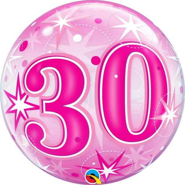 Bubble Ballon pink Zahl 30  - Heliumballons