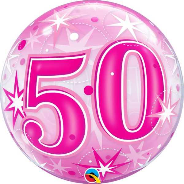 Bubble Ballon pink Zahl 50  - Heliumballons