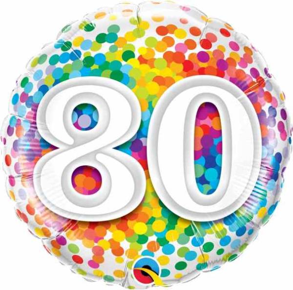 Folienballon Konfetti Zahl 80 - Deko Geburtstag
