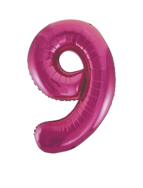 Riesen Zahlen-Folienballon Pink Zahl 9
