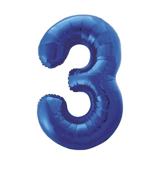 Riesen Zahlen-Folienballon blau Zahl 3