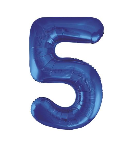Riesen Zahlen-Folienballon blau Zahl 5