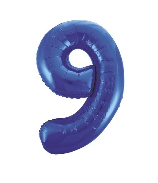 Riesen Zahlen-Folienballon blau Zahl 9