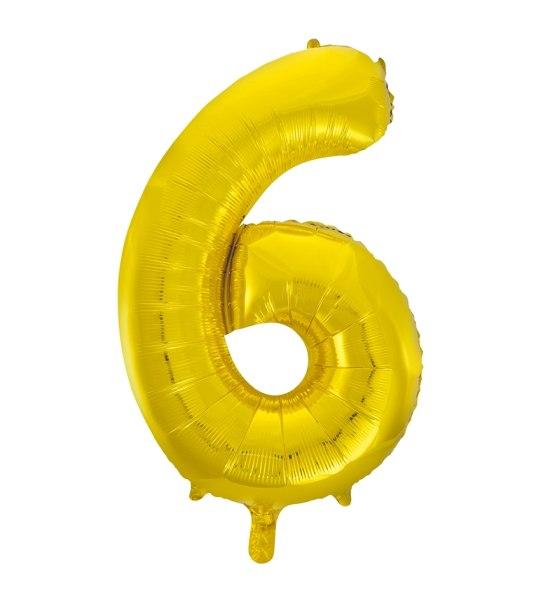 Riesen Zahlen-Folienballon gold Zahl 6