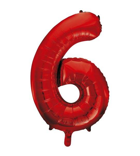 Riesen Zahlen-Folienballon rot Zahl 6