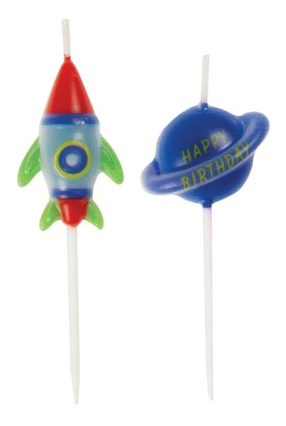 Minikerzen Weltraum-Rakete - Deko Kindergeburtstag
