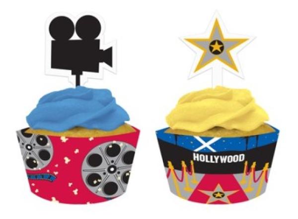 Muffinbanderole und Picker Hollywood Filmparty - Deko Kindergeburtstag
