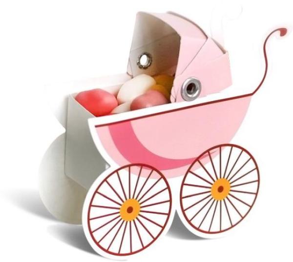 Geschenkbox Kinderwagen Baby-Fantastisch rosa - Deko Babyparty
